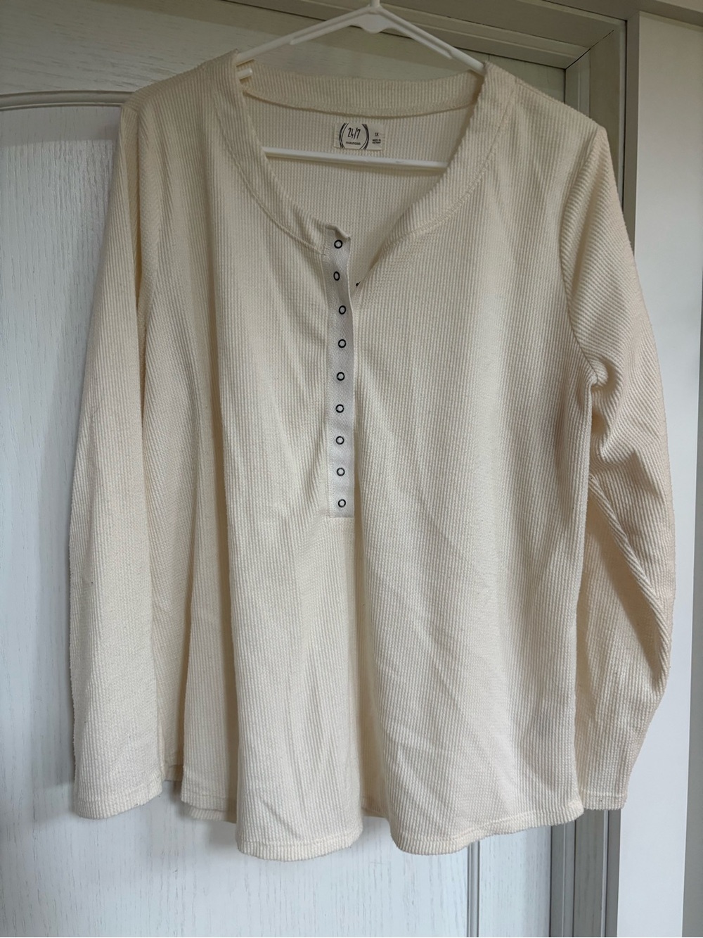Maurices Cream Waffle-Knit Henley Top